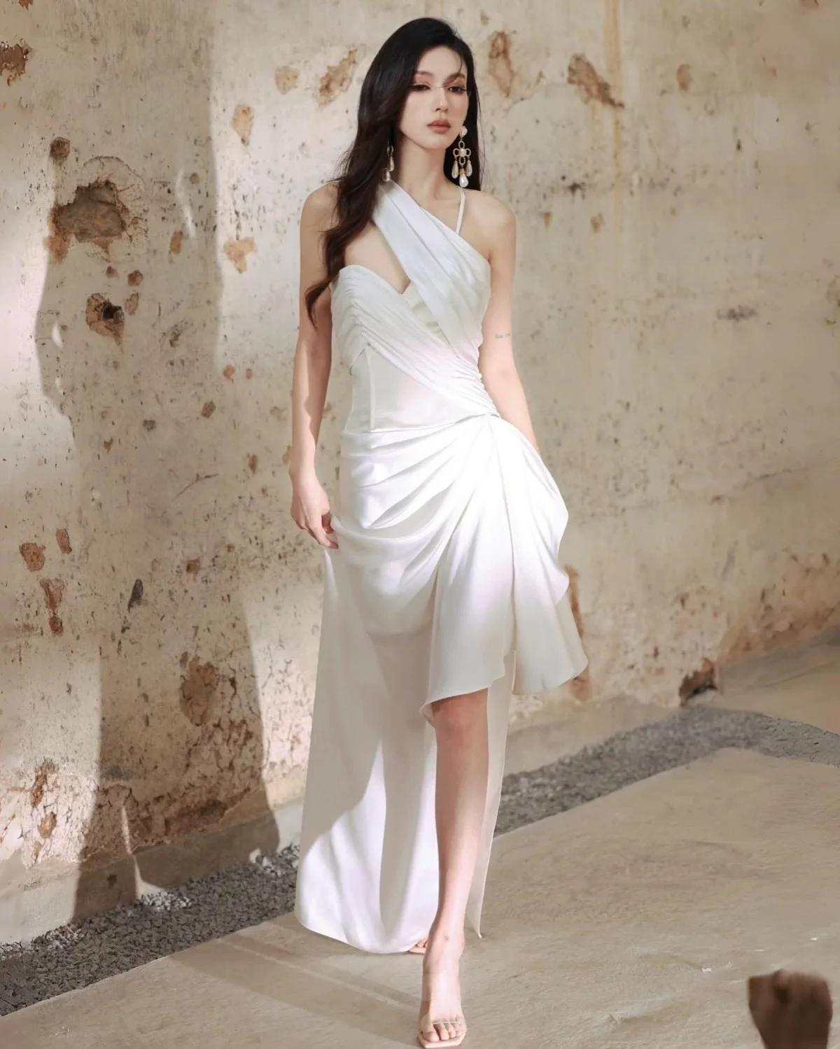 Customized High Quality Jersey Evening Dresses Temperament V-Neck Sleeveless Celebrity Gowns Custom Size Special Occas