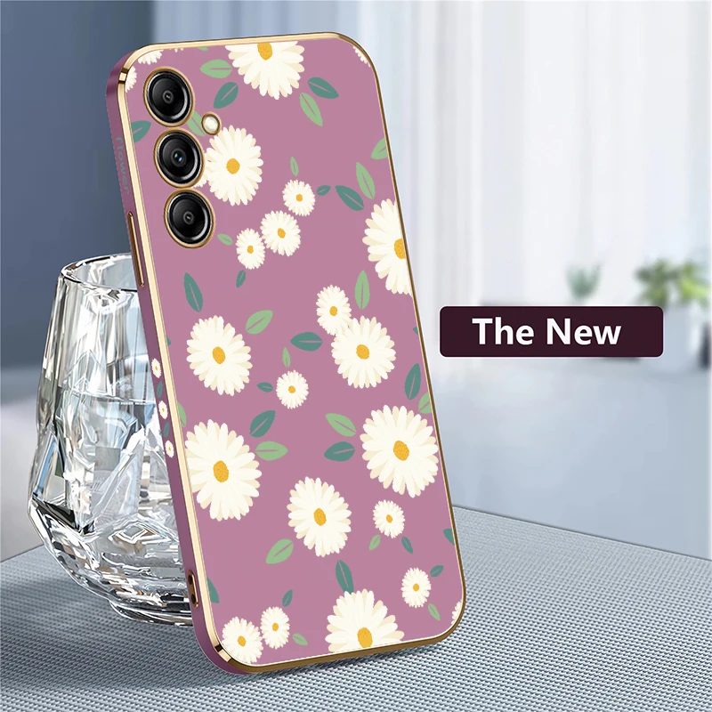 تصفيح سيليكون قضية الهاتف لسامسونج غالاكسي A13 5G A22 A32 A42 A52 A52S A72 A73 A23 A33 A53 A12 لينة غطاء زهرة من البولي يوريثان #4