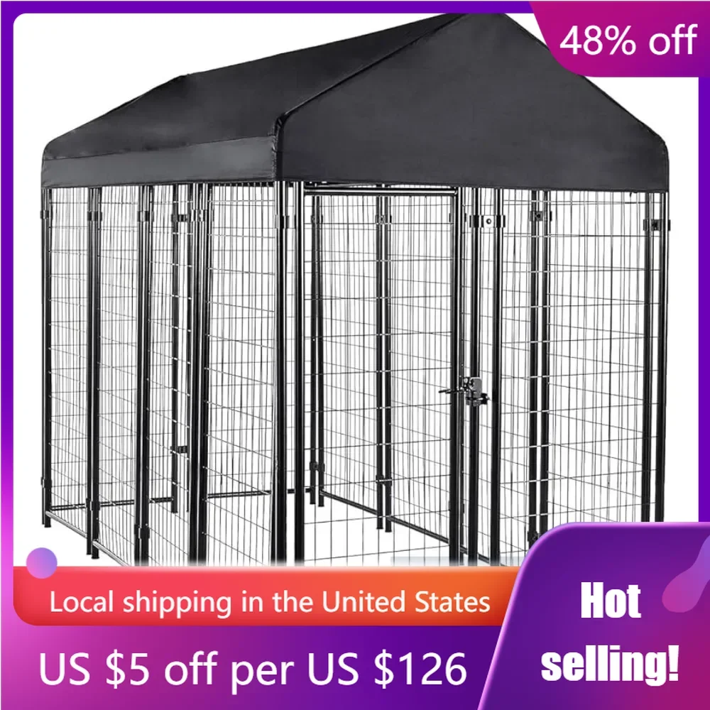 

Dog Large Black Pet Welded Rectangular Outdoor Wire Crate Kennel for Cat House for Dogs 102 X 48 X 72 Inches Freight Free Home