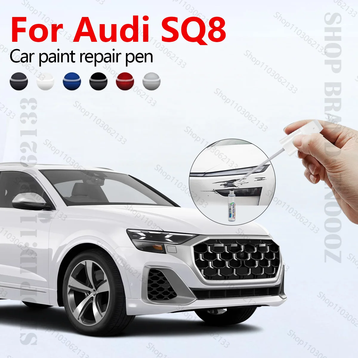 

Ручка для ремонта автомобильной краски для Audi SQ8 2019-2025 годов, аксессуары для ремонта царапин, синий LX5F, белый LC9A, красный LS3M, черный LY9T, золото