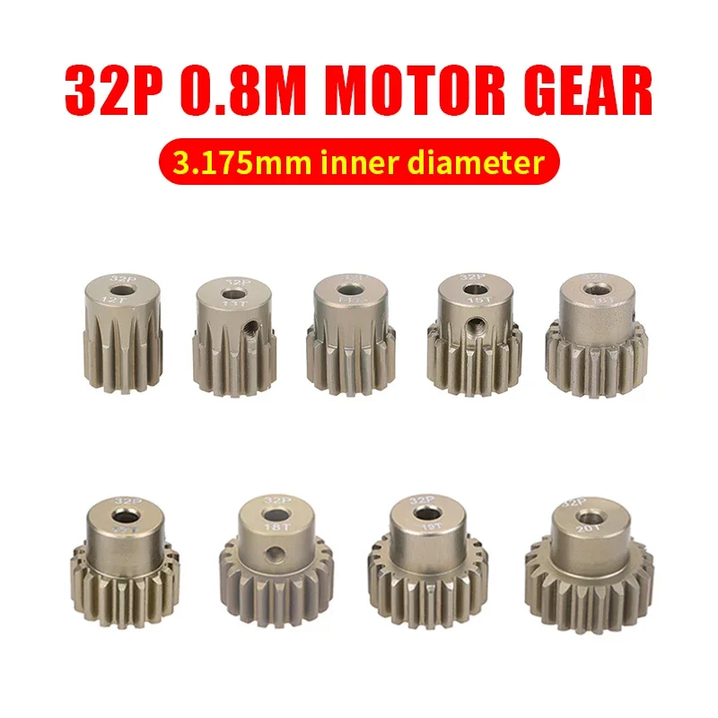 PYFORE 32P M0.8 3,175mm 12T 13T 14T 15T 16T 17T 18T 19T 20T Aluminiumlegierung Metall-Unterwagengetriebe für 1/10 RC Modellauto