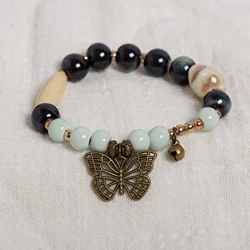 Star Butterfly Ceramic Bracelet Handmade Jewelry in Gem Blue Stretchable Elegant Design 183