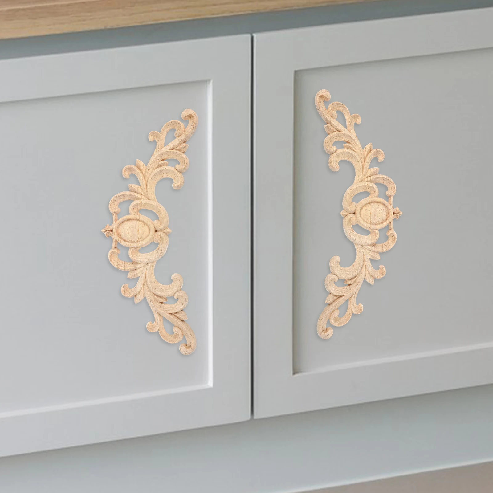 

Wooden Carved Appliques for Furniture Decoration Carved Wood Wall Decor Trim for Cabinet Wardrobe Door Header Elegance Design