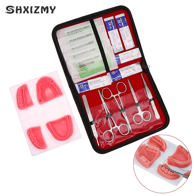 Dental Surgical Suture Training Kit Suture Practice Model Training Pad Scissors Tool Teaching Equipment Skin Operate Kit