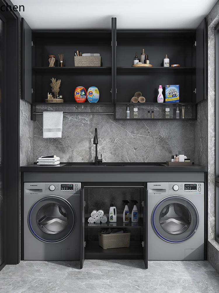 

HTT flat double cabinet washing machine dryer integrated cabinet honeycomb aluminum double machine middle cabinet large pool