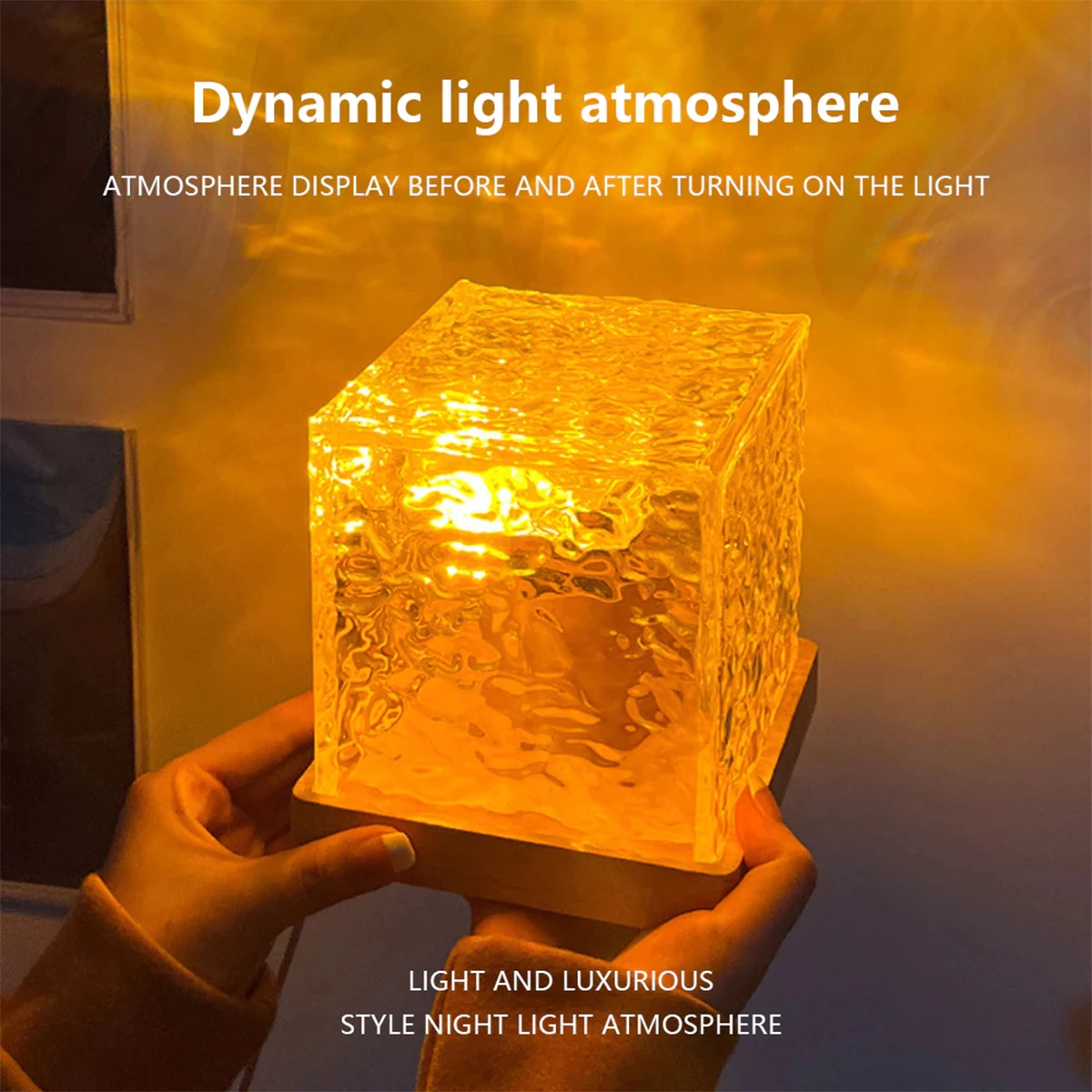 Square Led Rotating Water Ripple Light Colors Rechargeable Bedside 16 Desktop Ambient Child Colorful Portable Table Small Lights