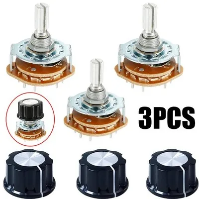 3pcs New 16Pin 4P3T 4 Pole 3 Position 1 Deck Band Selector Rotary Switch