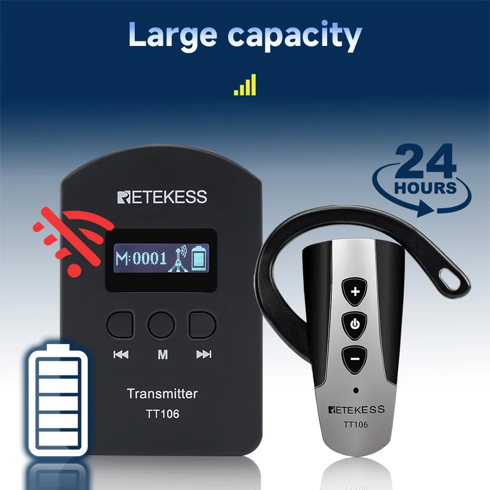 REKETESS TT106 2.4G UHF Audio-Guiding-System Reiseleiter-System Ohrbügel-Kopfhörer für Tourismus, Kirche, Übersetzung, Konferenz – Detail 5