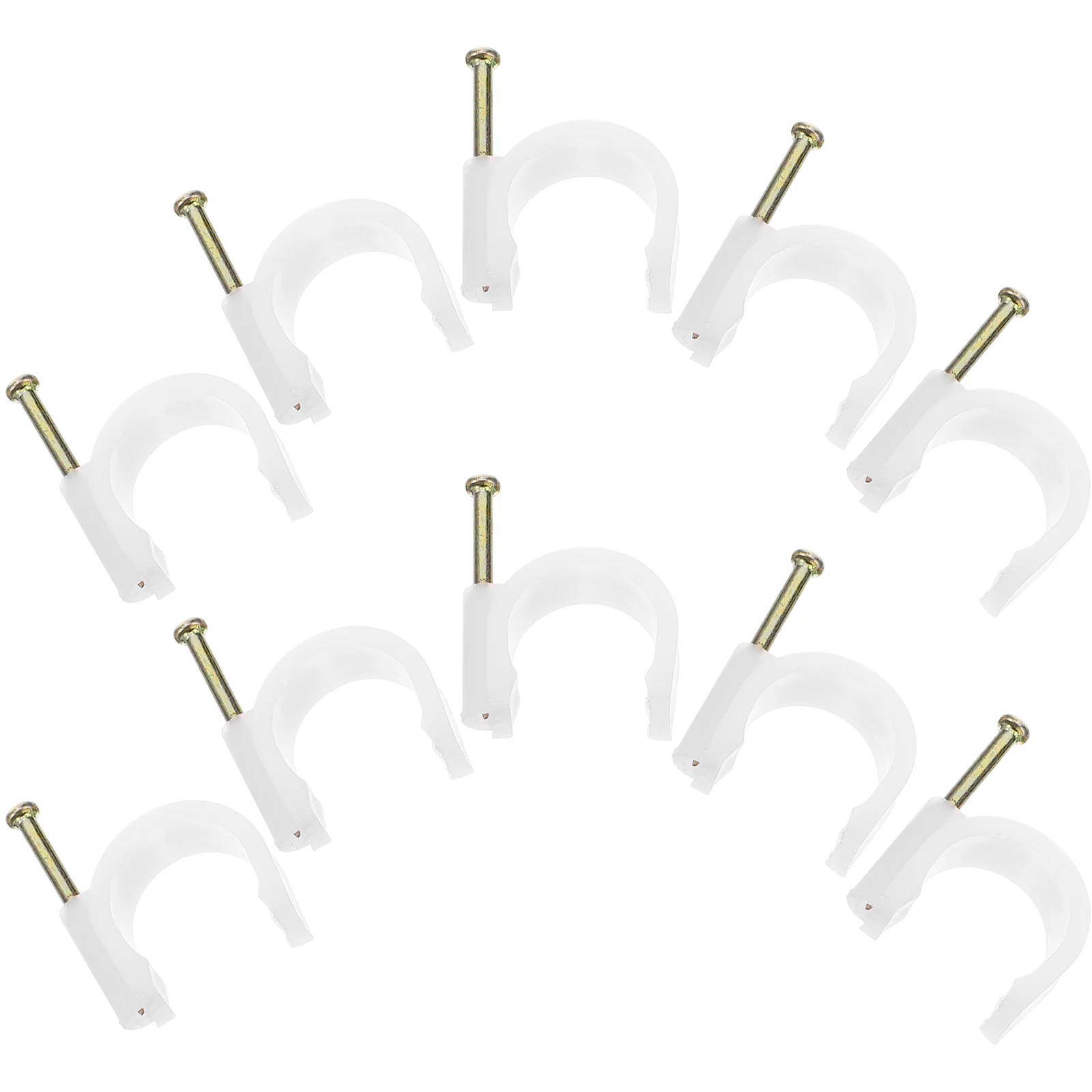 

50 Pcs Cable Clips Steel Nail Tube Staples with Pipe Clamp Quick Release Fastener Wire Ethernet White