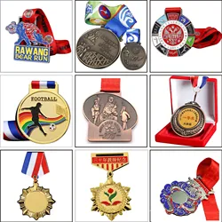 Custom medal football gold silver copper medals custom sports Metal medal with ribbons Medallions customization Pendant Gift