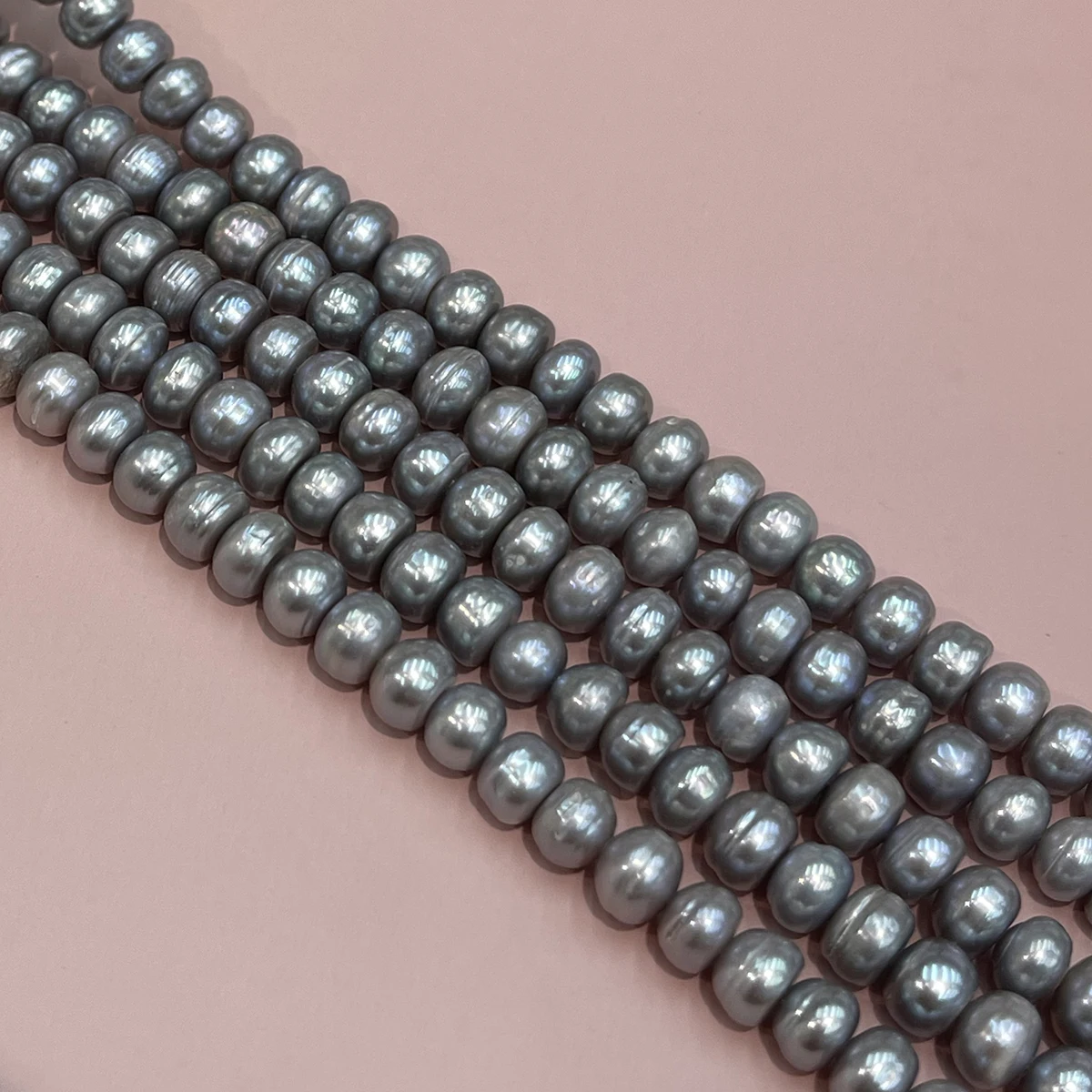7-8mm Natürliche Süßwasserperlen Graue Abacus-Perlen Bestrahlte Perlen für Schmuckherstellung DIY Halsketten Armbänder Zubehör 36cm – Detail 6
