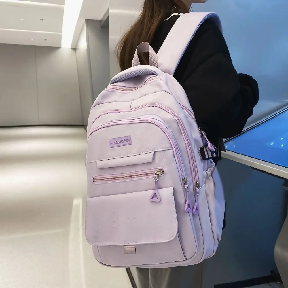 

Korean Simple School Bags Waterproof Large Capacity College Student Backpack Multi-layer Nylon Girl's Backpack Outdoor
