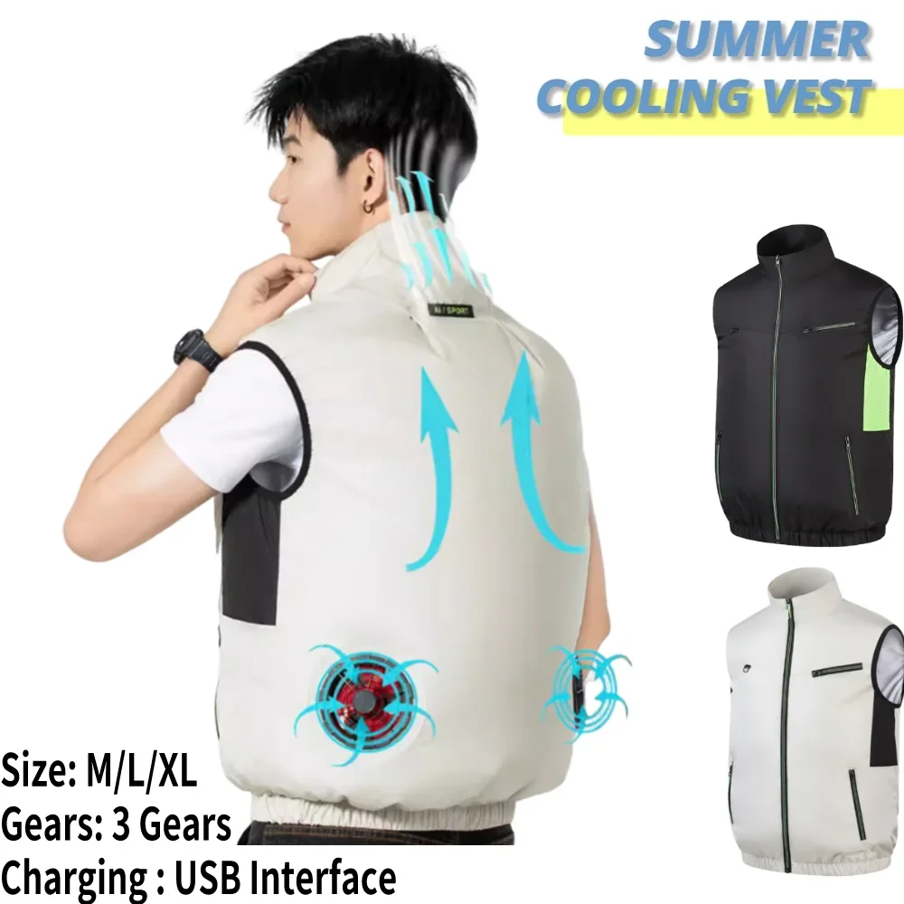 Cooling Vest Wearable Cooling Fan Vest Heat Resistant Air-conditioned Clothes Cooling for Workers Summer Camping Fishing Cooling