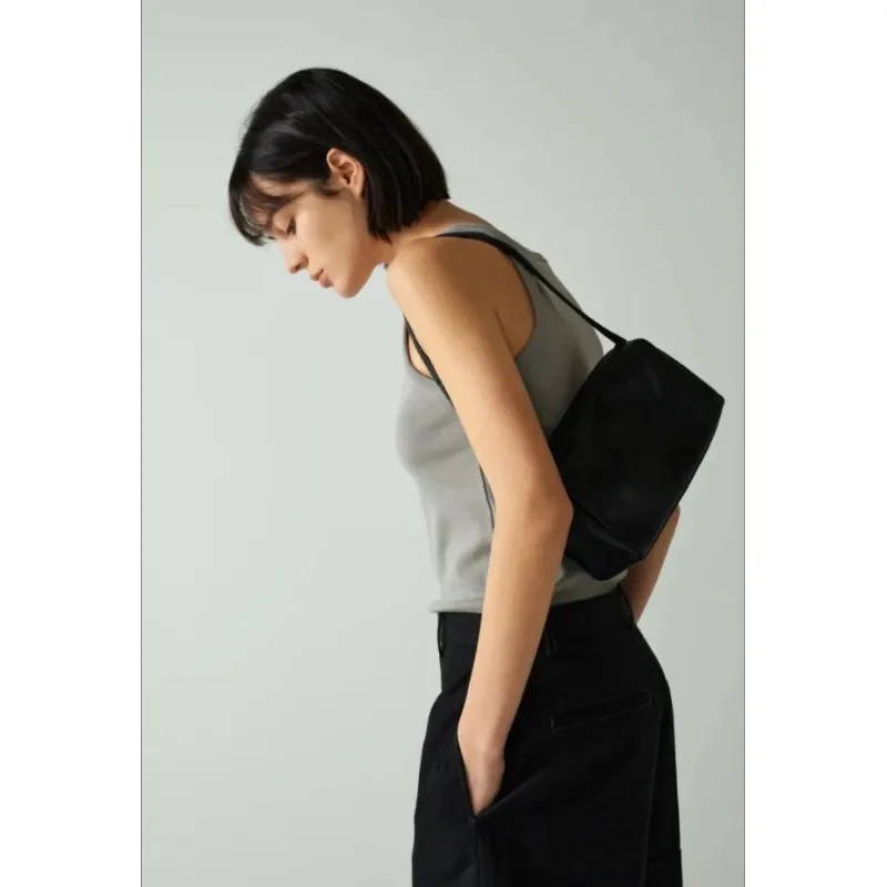 Retro Sle Suede Leather French Bread Underarm Bag Single oulder Bag Zipper Closure Women's Handbag Spring