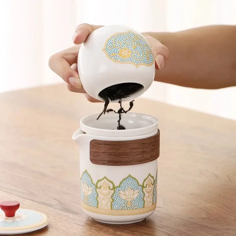 Travel Kung Fu Tea Pot Set Outdoor Portable Ceramic Quick Guest Tea Set Office Teapot and Cup Set Light Luxury Friend Best Gifts