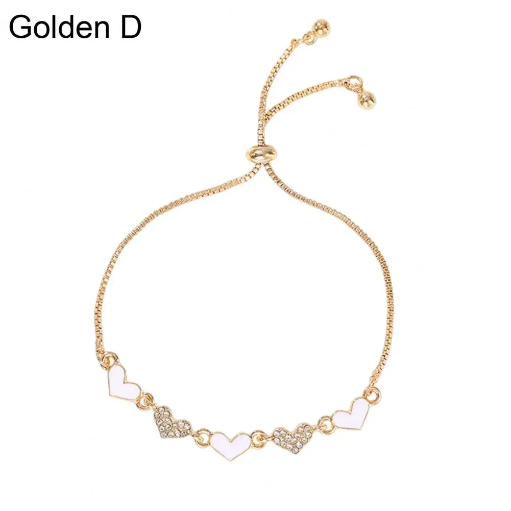 Stainless Bracelet Heart Moon Pendant Women's Bracelet with Cubic Zirconia Decor Adjustable Length Stainless for Girlfriend