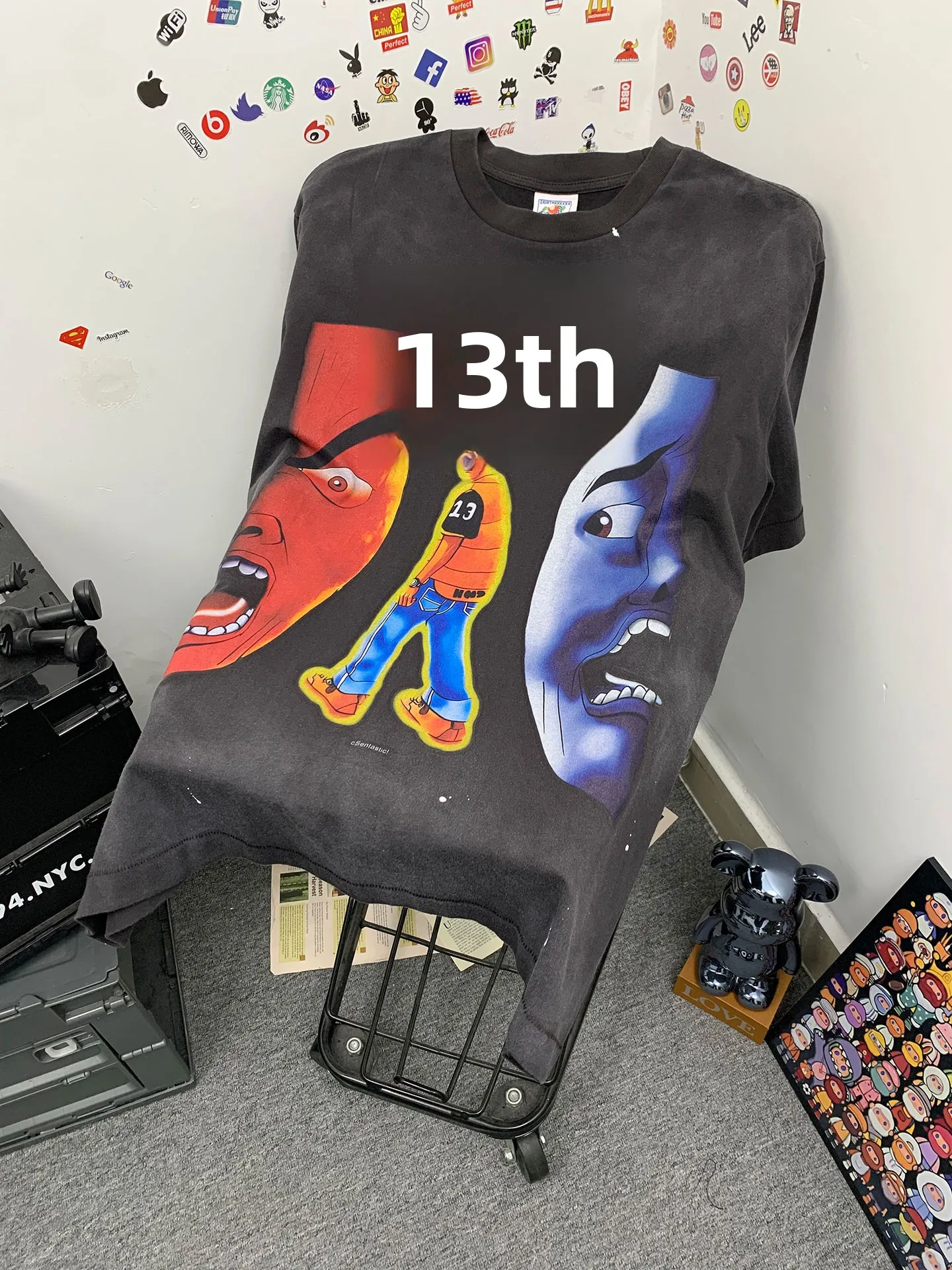 

Washed Vintage American Hip Hop Style Loose Short Sleeve T-Shirt for Men Casual Breathable Cotton Tee Creative Print Design