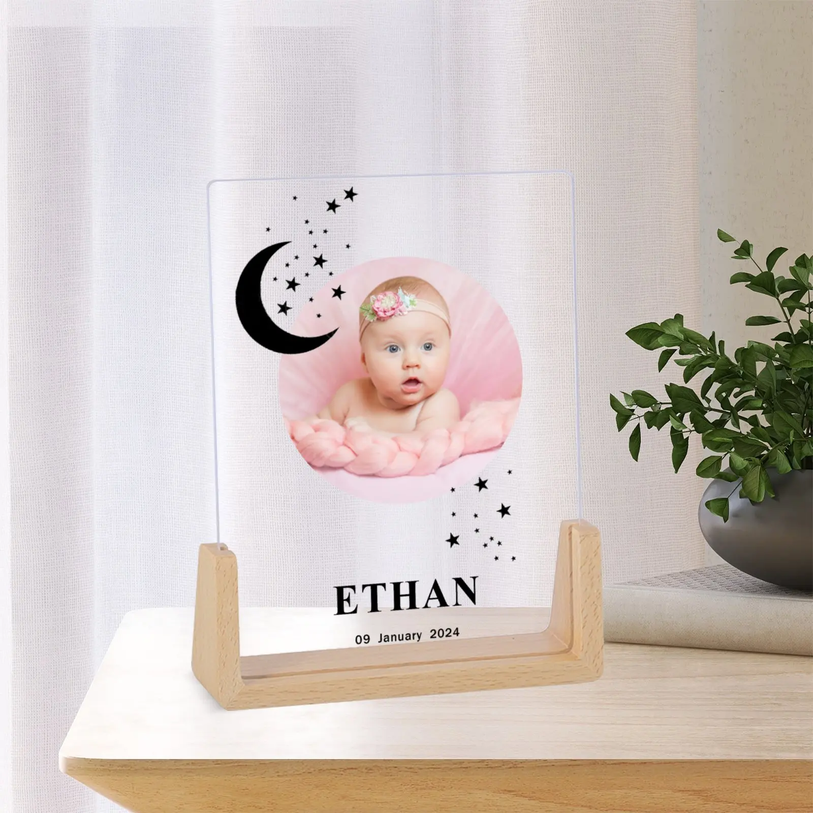 Personalized Constellation Birth Announcement Photo Frame Newborn Picture Frame for New Parents New Baby Boy Girl Nursery Decor