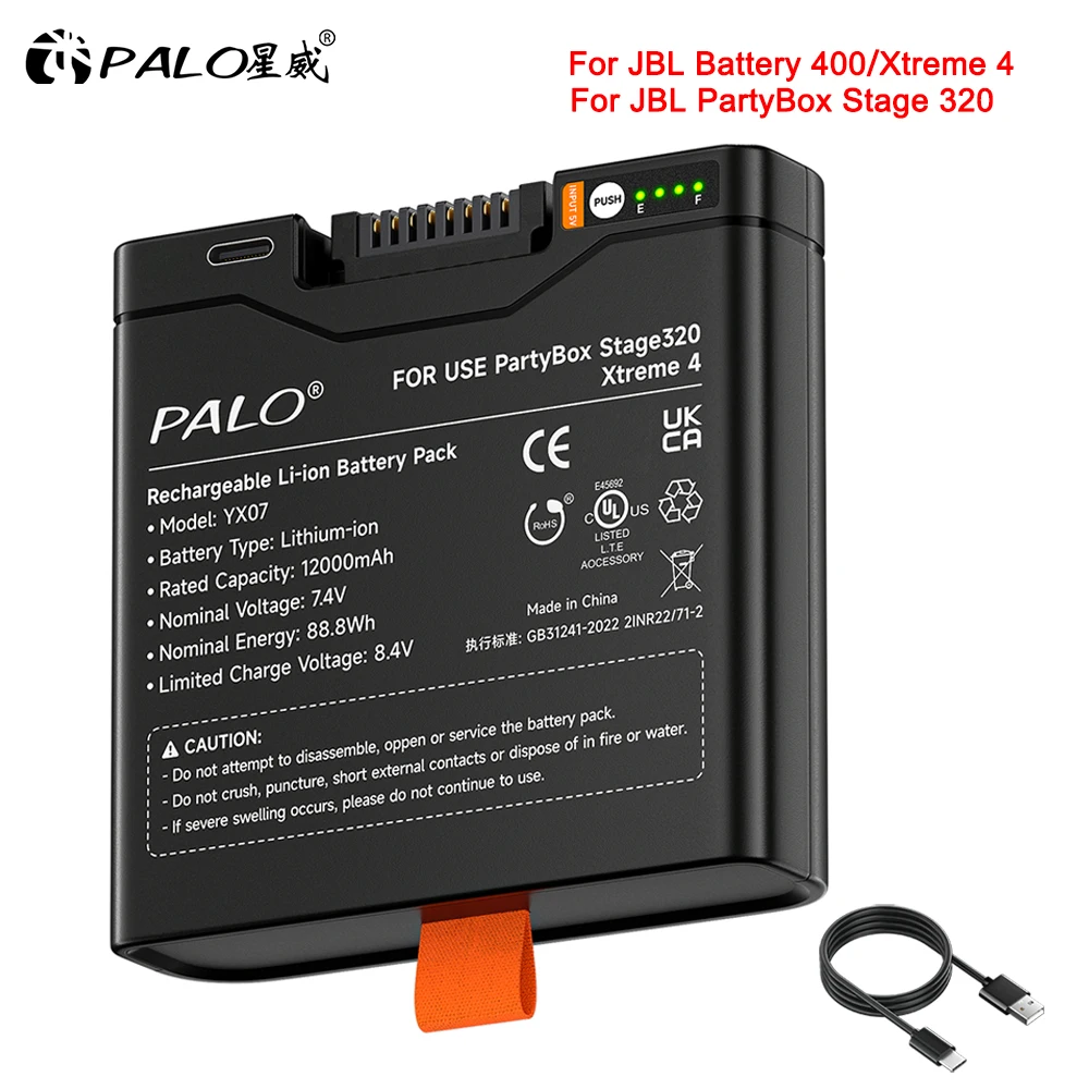 Batería Recargable PALO de 12000 mAh para Altavoz Portátil Bluetooth JBL Battery 400, JBL Partybox Stage 320, JBL Xtreme 4
