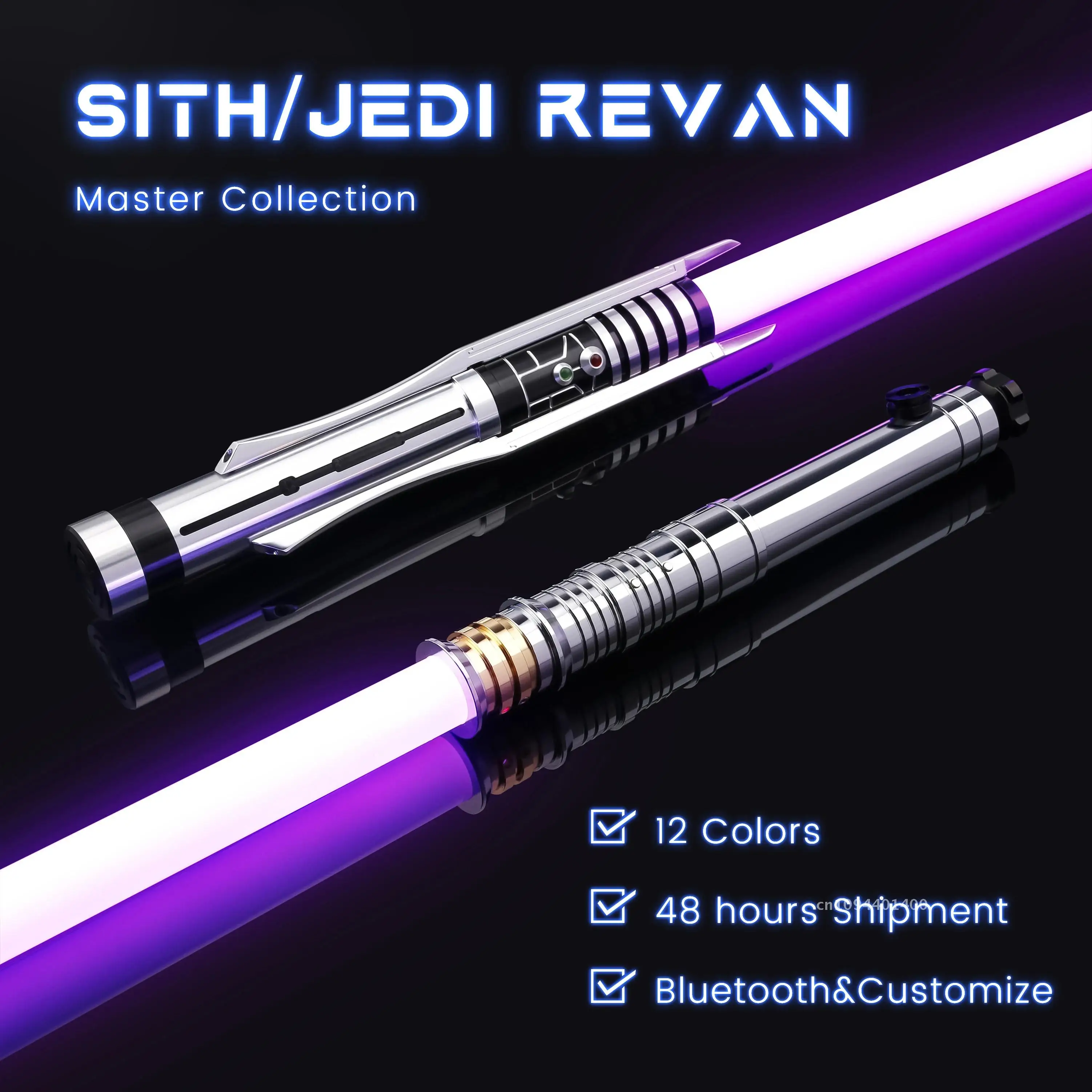 TXQSABER RVS RVJ Jedi Revan-sable de luz con empuñadura de Metal, espada láser RGB de duelo pesado, 12 cambios de colores, 27 juegos de fuentes de sonido, fuerza FOC