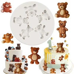 5 Hole Mini Bear Sugar Cake Mold 3D Fondant Cake Food Grade Silicone Baking Tools Sugar Mold DIY Decoration Baking Accessories