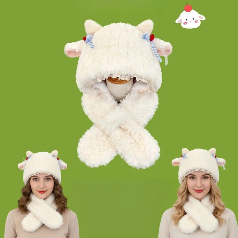 

Fashion Thick Knitted Hat Ear Protection Versatile Balaclava Hats Warm Korean Style Winter Scarf Hat Woman