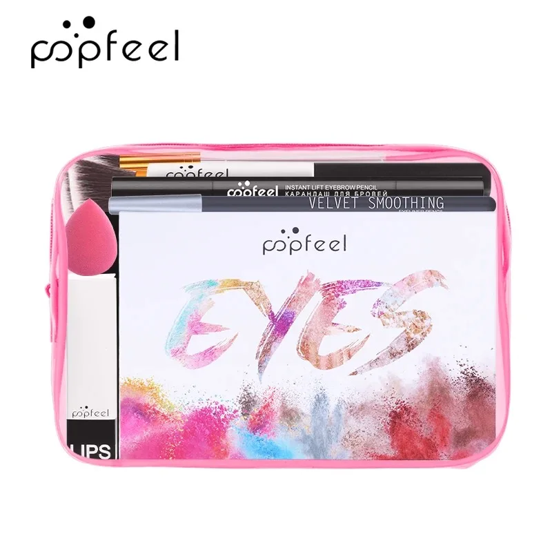 Frauen Make-up Geschenkset, Lidschatten Augen pigment Augenbrauen stift Lip gloss Lippenstift Lippen balsam Make-up Pads Puder quaste Make-up Pinsel