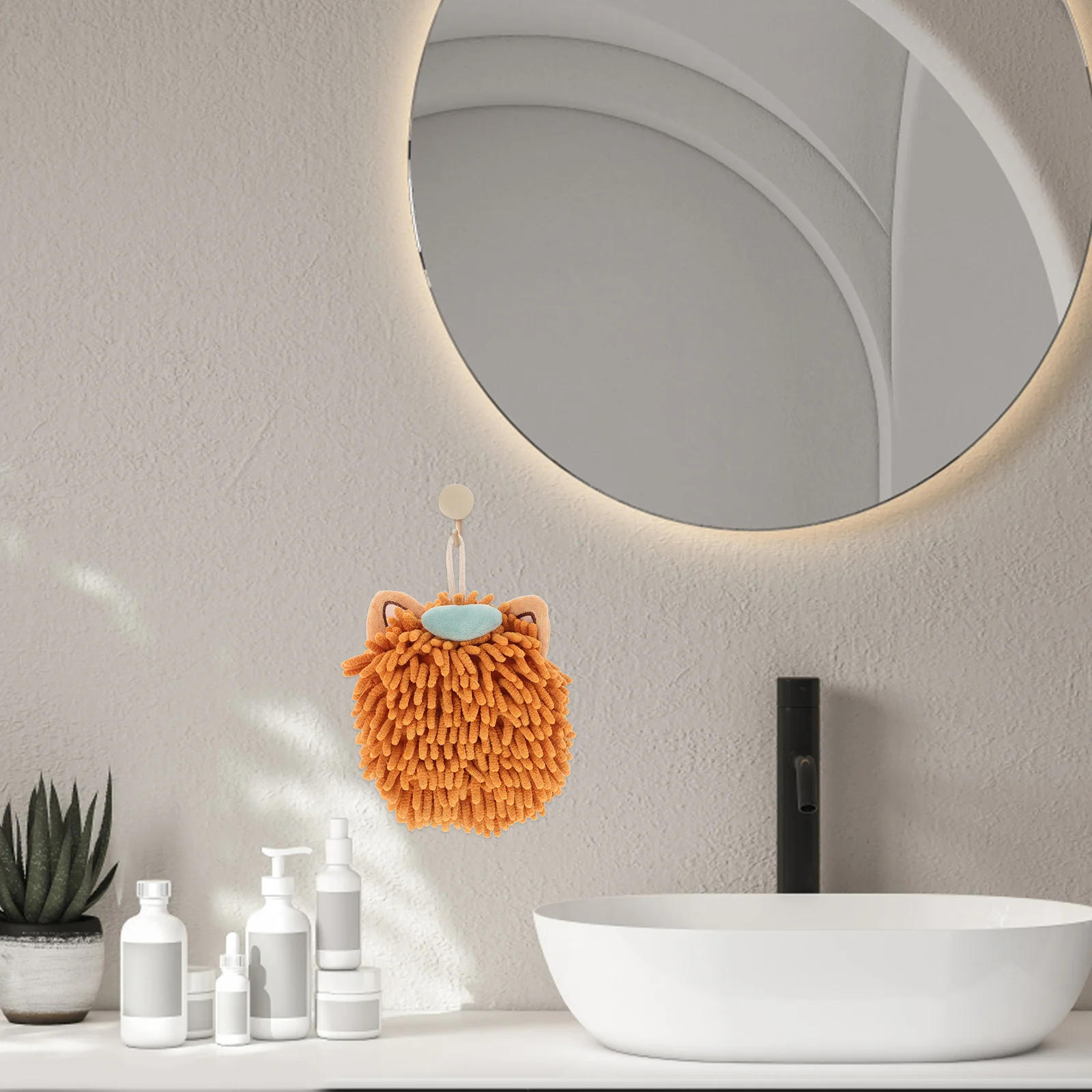 

Thickened Absorbent Hand Towels Orange Cute Cartoon Design Kitchen Bathroom Soft Hanging Towel Home Cleaning Ball