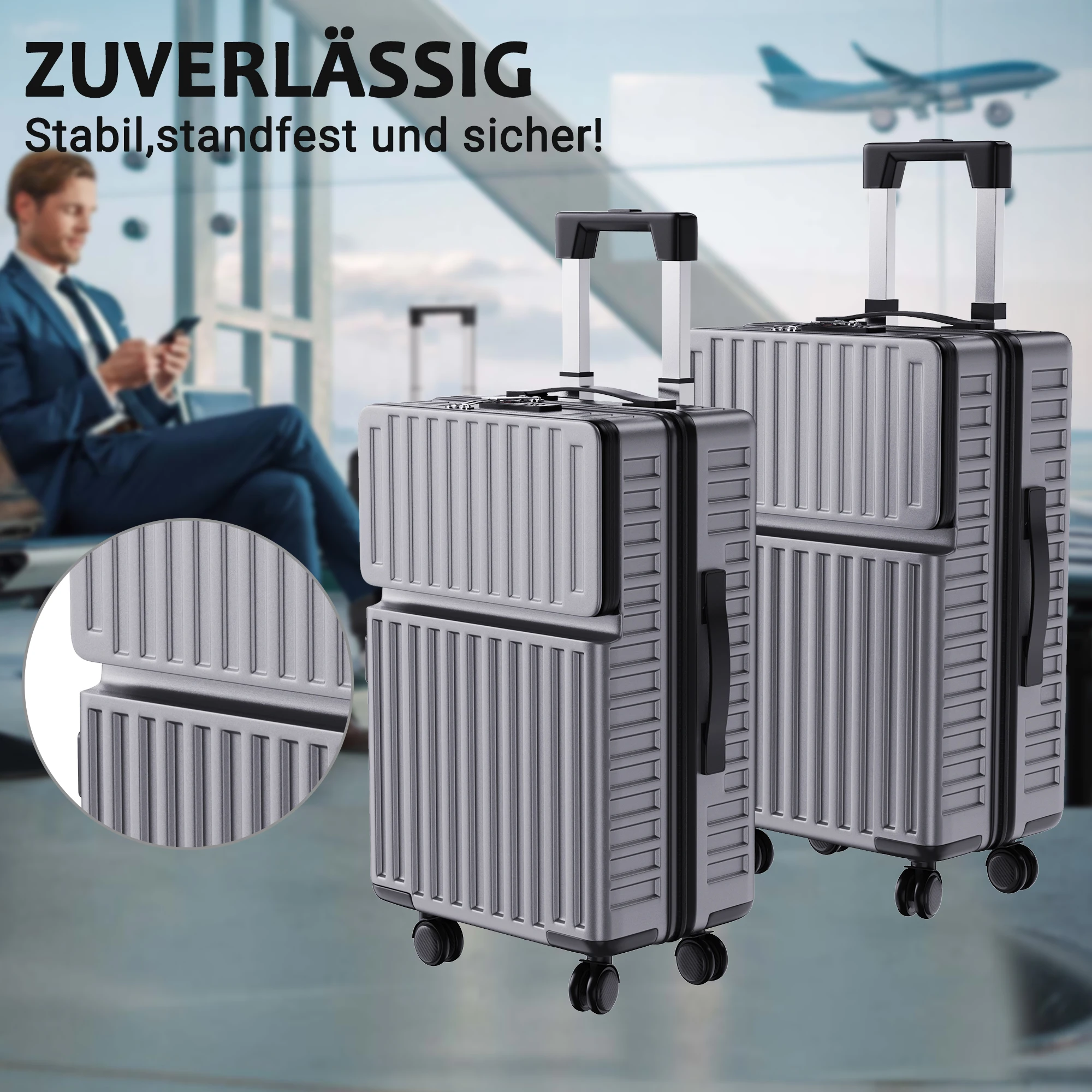 Lazyspace Equipaje rodante con maleta con cerradura y correas para básculas, asas de gel, carrito de 4 ruedas para pies, maleta de viaje con carcasa dura, 2 piezas