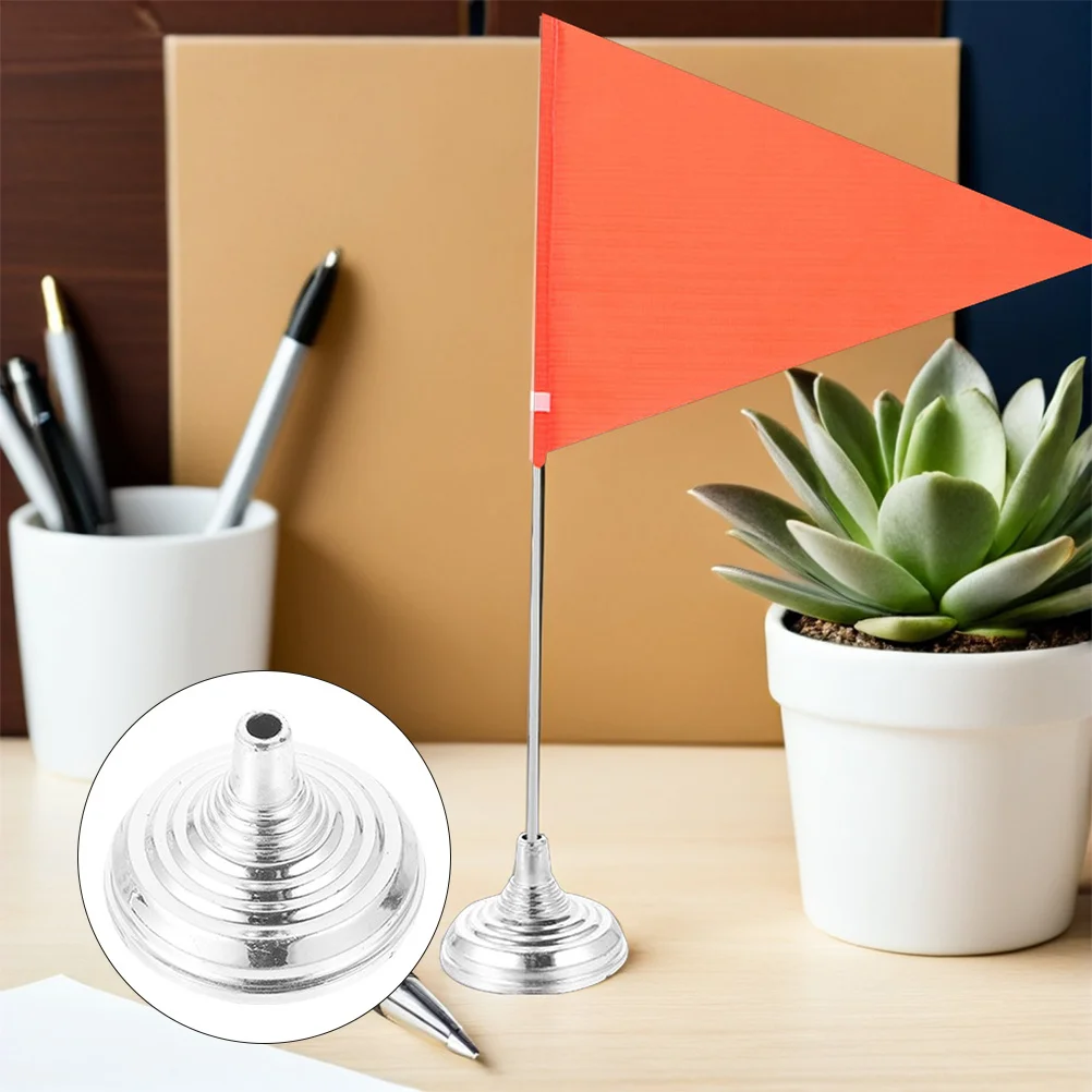 

10pcs Round Plated Base Mini Flag Stand Small Plastic Desk Flag Holder For Office Table Decoration Party Display Use