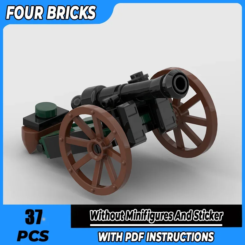 

Moc Building Blocks Medieval 12 Pound Howitzer Model Technology Bricks DIY Assembly Black Falcon Knight's Castle Toys For Kids