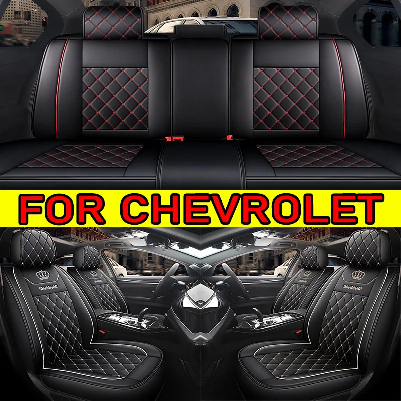 

FOR CHEVROLET Car seat cover waterproof and wear-resistant high-end crown embroidered PU leather full wrap seat cover