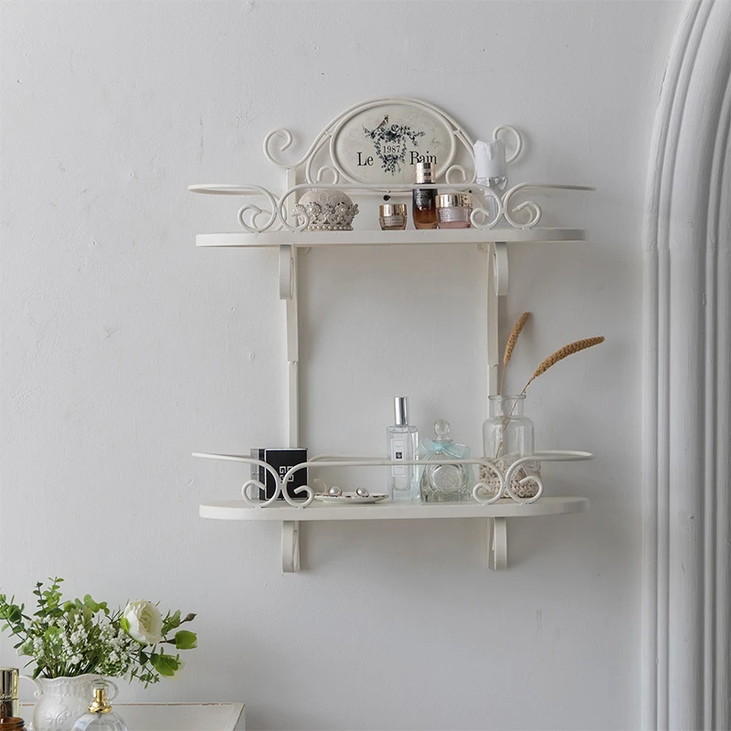 

French Country Cottage Bathroom Double Scroll Shelf Retro Shabby Vintage