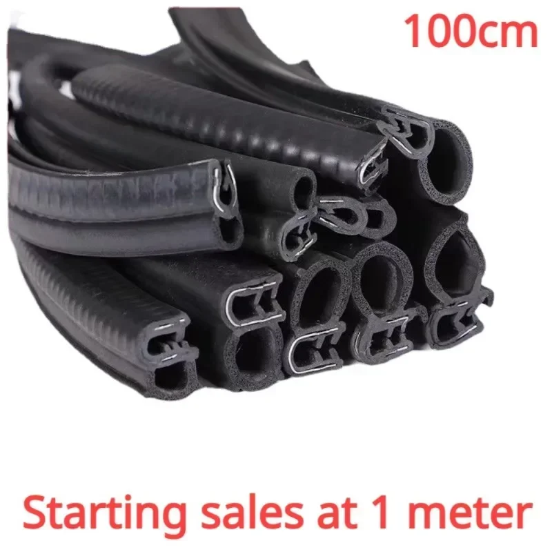100cm Car Door Rubber Seal Strips Auto Double Sealing Stickers Trunk Sound Insulation Weatherstrip Interior Foam Mute Adhesive