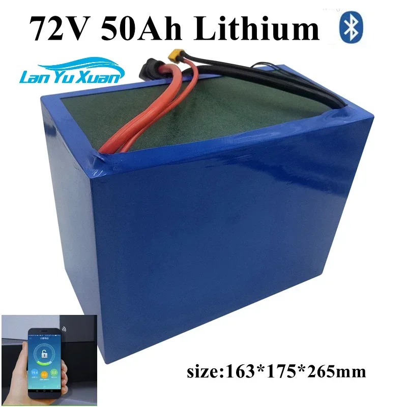 Power 72V 50Ah Lithium Li Ion Battery Pack with 100A BMS for 3000W 3500W Electric Motorcycle E-scooter EV Forklift +10A Charger