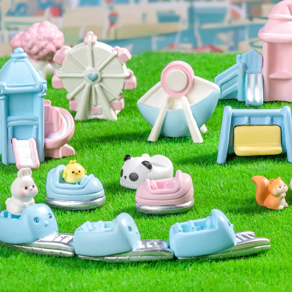 

10pcs Diy Decorative Miniature Playground Set Resin Micro Landscape Ornaments Garden Decor Scene Accessories For Home Office
