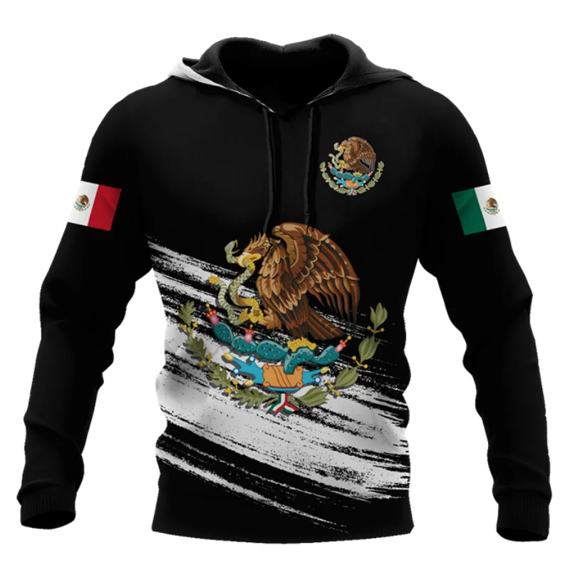 Mexiko National flagge drucken Hoodies für Männer Mode 3d Adler Muster neu in Sweatshirts Hip Hop Harajuku übergroße Pullover Tops