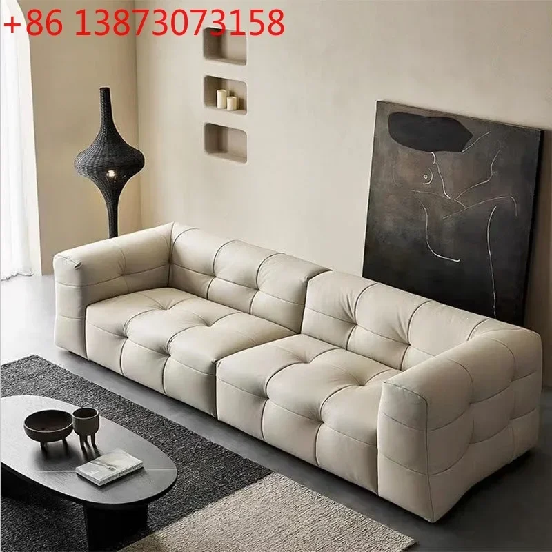 Italian light luxury module design small apartment living room double triple leather sofa