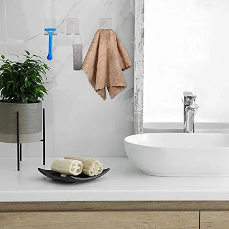 ABWR-9 قطع من شفرات الحلاقة ذاتية اللصق من الأكريليك، خطاف الدش للحمام، منظم المطبخ، شفرات الحلاقة، منشفة التوصيل (شفاف)