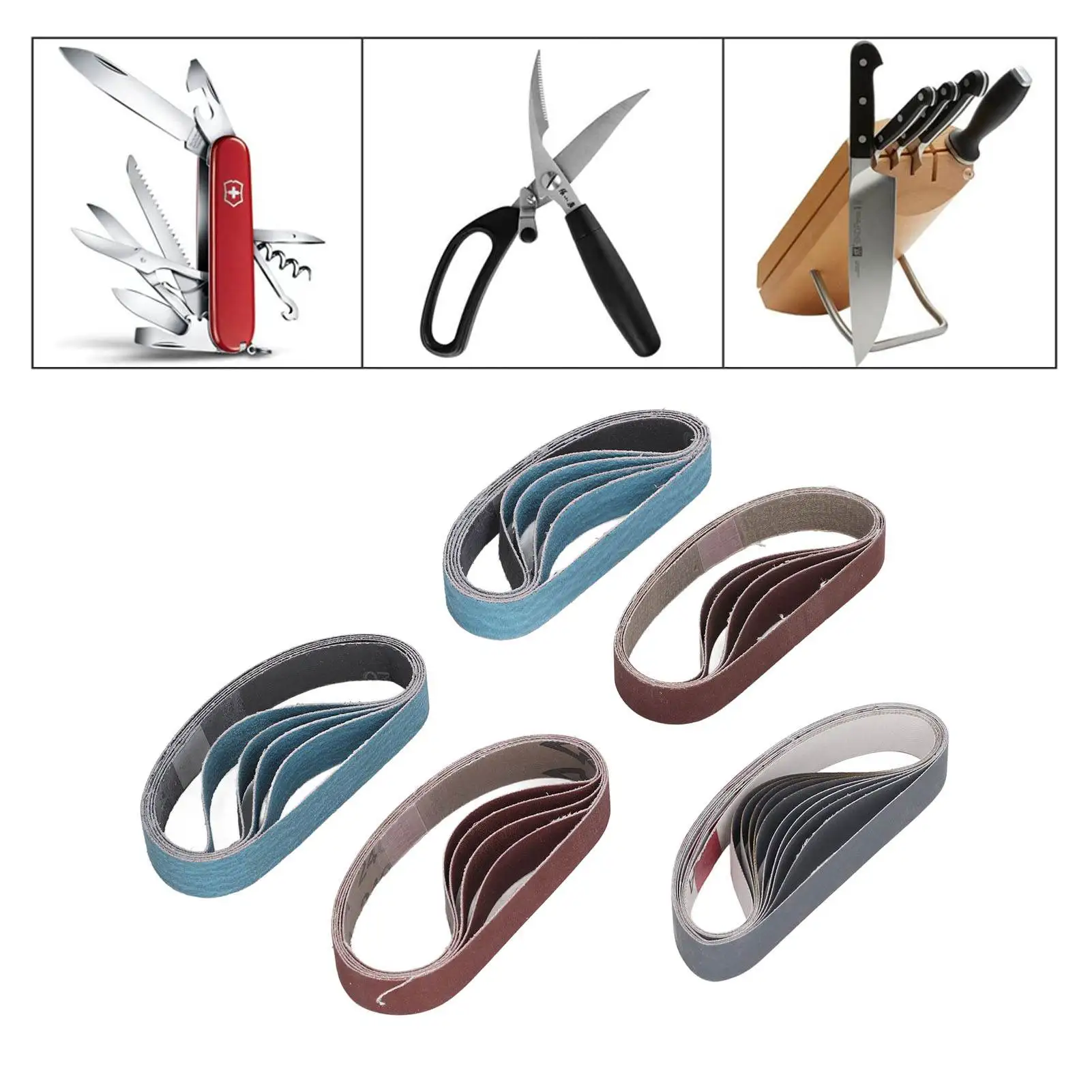 30Pcs Sanding Belts Assortment Knife Sharpener Sandpaper Belt Set 80 120 240 400 800 1000 Grit Sandpaper Belt Sanding Belt Set