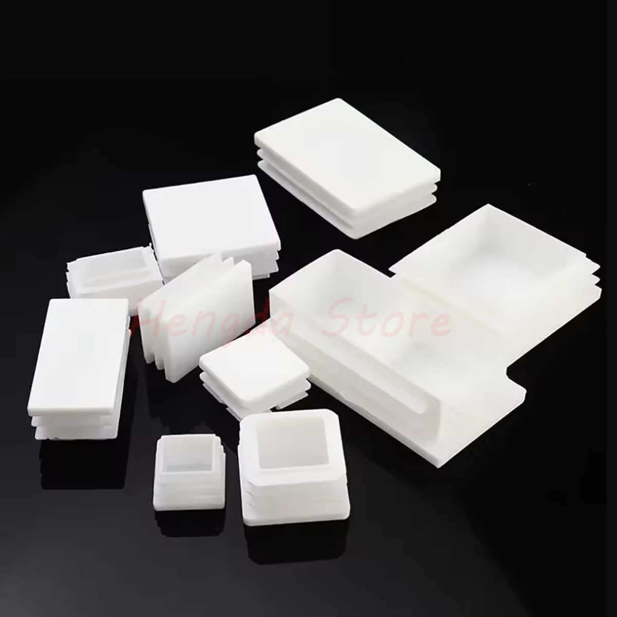 Square/Rectangle Plastic White Blanking End Cap Tube Pipe Inserts Plug Bung Cover Steel Table Chair Leg Feet Pad Width 10-100mm image 3