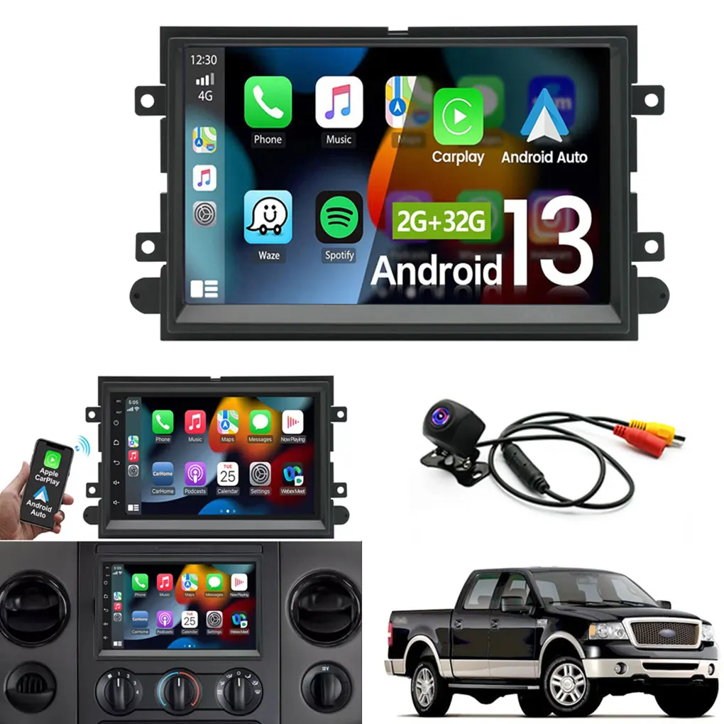 Android 13 7Inch IPS Touch Screen Car Stereo Radio 2 Din Car Stereo GPS/WiFi/BT Navigation For F150/F250/F350 04-14 2G+32G