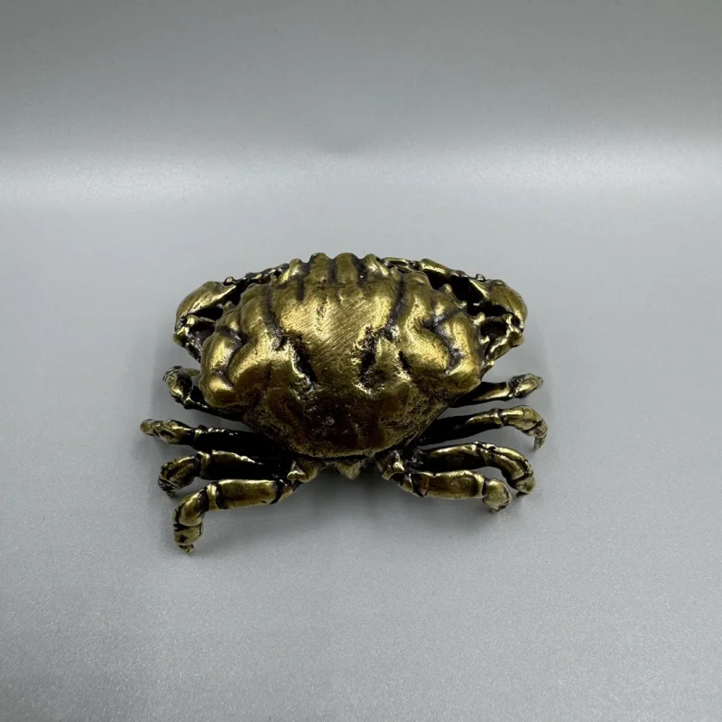 Antique Collectible Copper Ornament - Wealth Coming from All Directions - Pure Brass Crab Decorative Craft