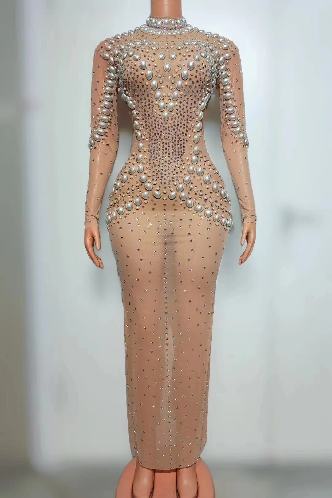 

Sparkly Rhinestones Stretch Transparent Jumpsuit Evening Birthday Celebrate Outfit SexyDancer Bodysuit Leggings A539