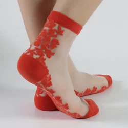 InjShort-Chaussettes décontractées en dentelle pour femmes, socquettes fines, transparentes, sexy, drôles, en verre de cristal, à la mode, vente directe d'usine, 2024