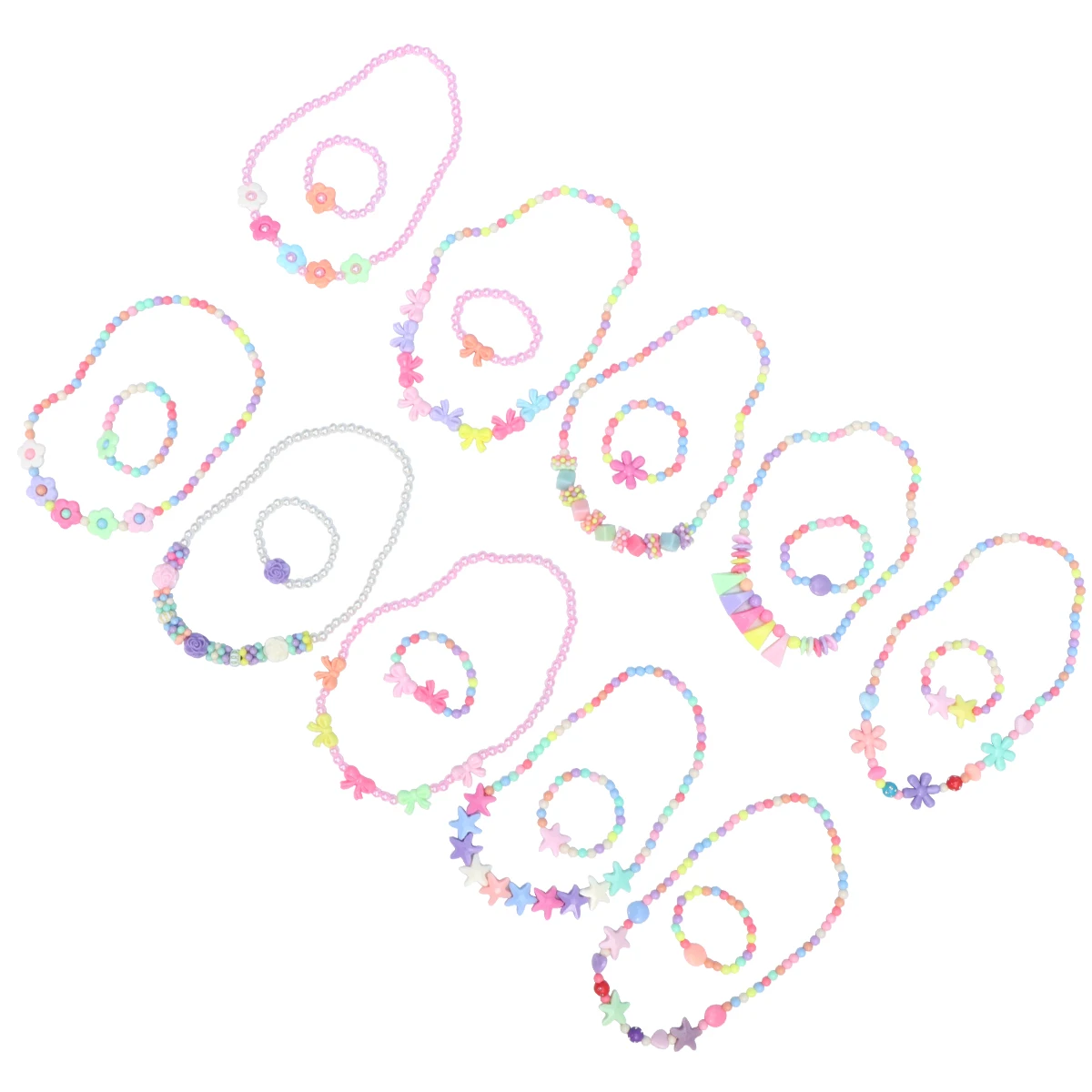 

10 Sets Children's Necklace Bracelet Acrylic Beads Girls Jewelry Necklaces