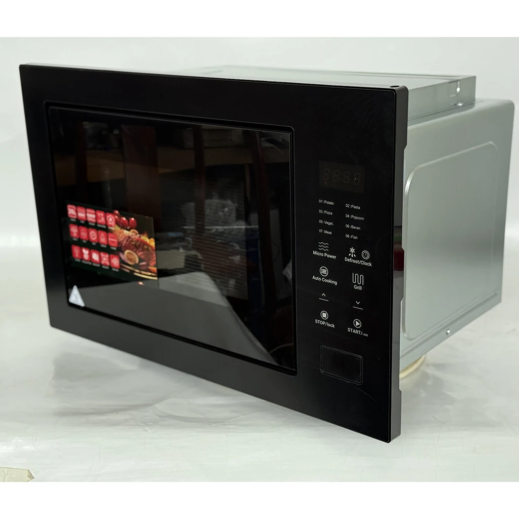 25L Built-in Microwave Oven 1000W Stainless Steel Panel 220-240V 50Hz Auto Cooking Function for Kitchen Cabinet