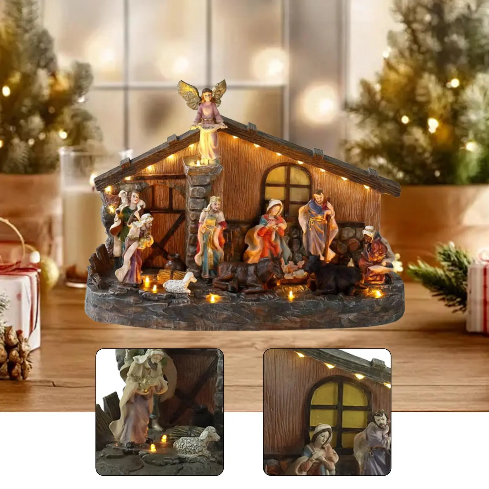 

Nativity Scene Ornament Craft with Music Collection Decoration Table Nativity