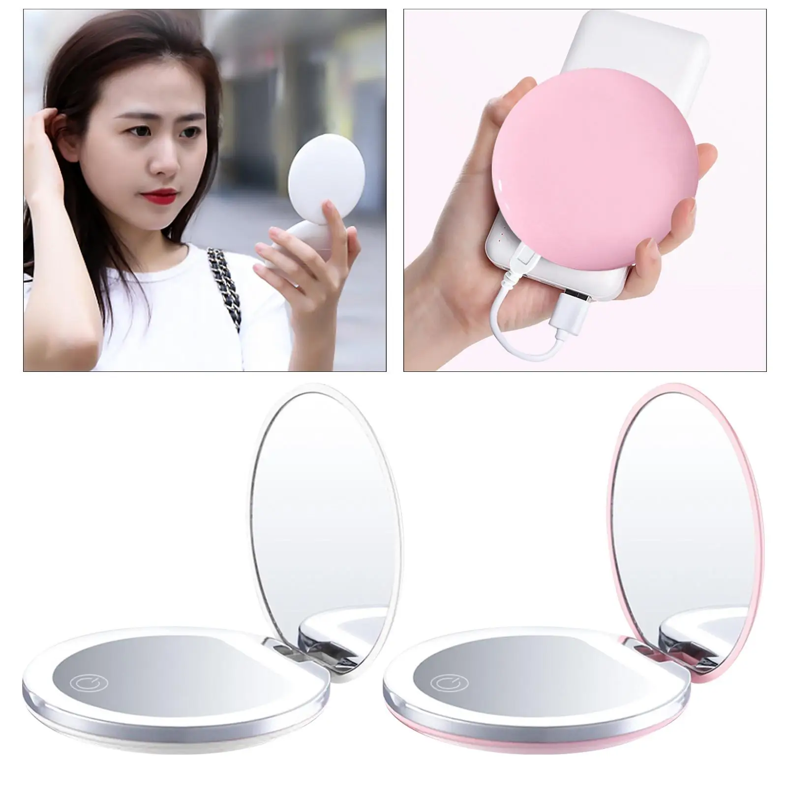 Makeup Mirror for Handbag, 2X Magnifying - Natural Daylight LED,