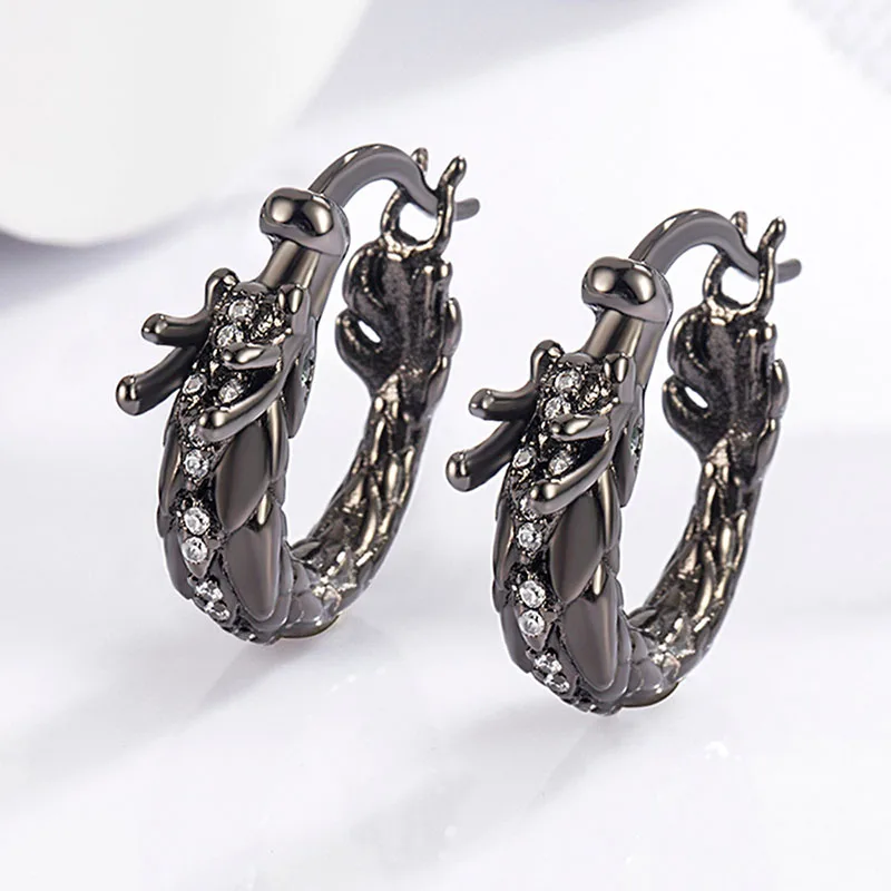 2024 Zircon Dragon Earrings Chinese Zodiac Ear Jewelry Vintage Sculpture Dragon Pattern 925 Silver Gold Color Ear Buckle KOFSAC